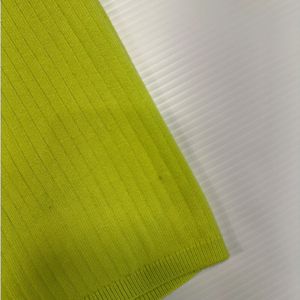 NWT Free People Skyline Midi Skirt Neon Lime Ribbed Knit Bodycon Slit S Bright - Picture 7 of 16